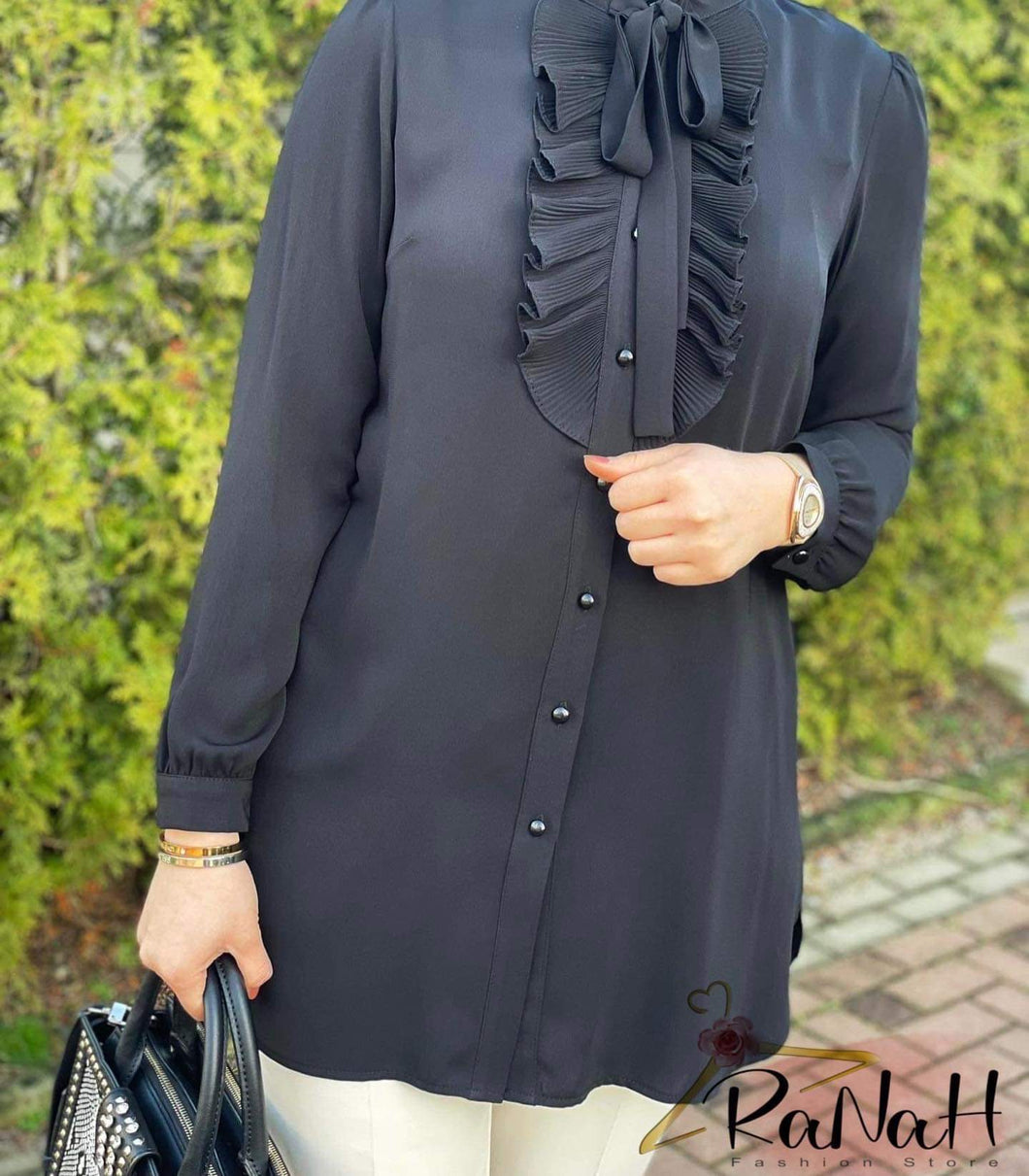 Long shirt with ruffles